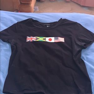Black crop top- Flags of the world